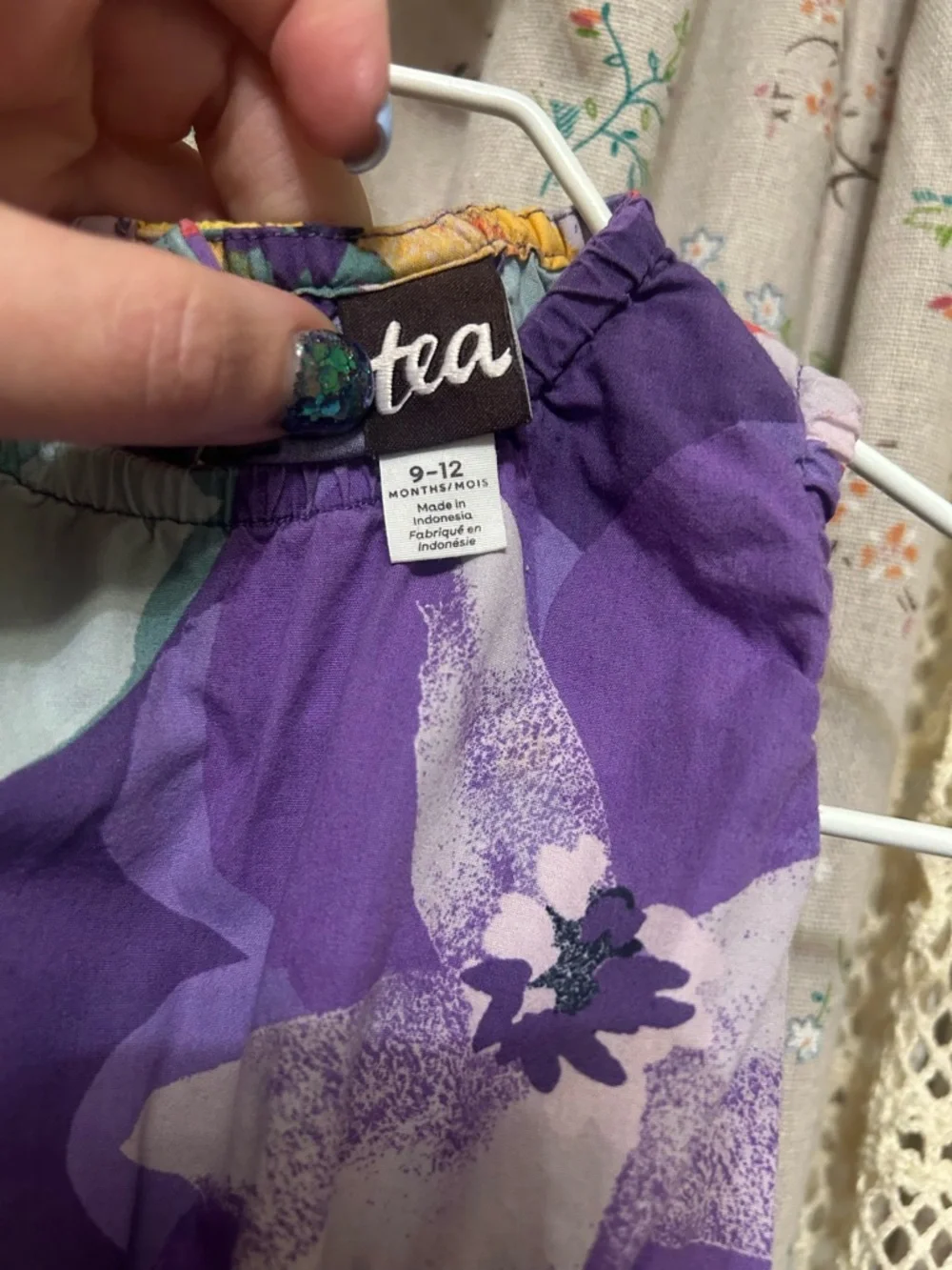 Tea Collection Baby Romper Floral Purple Yellow 9-12 Months